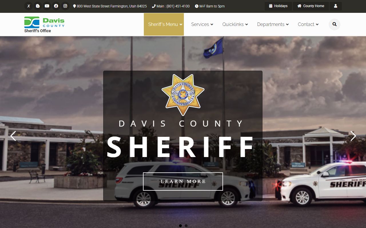 Davis County Jail Mugshots sheriff office screenshot