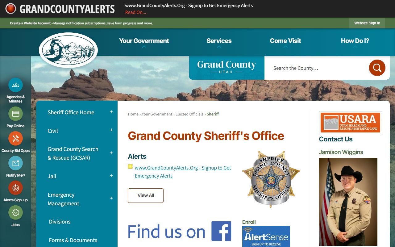 Grand County Jail Mugshots sheriff office screenshot