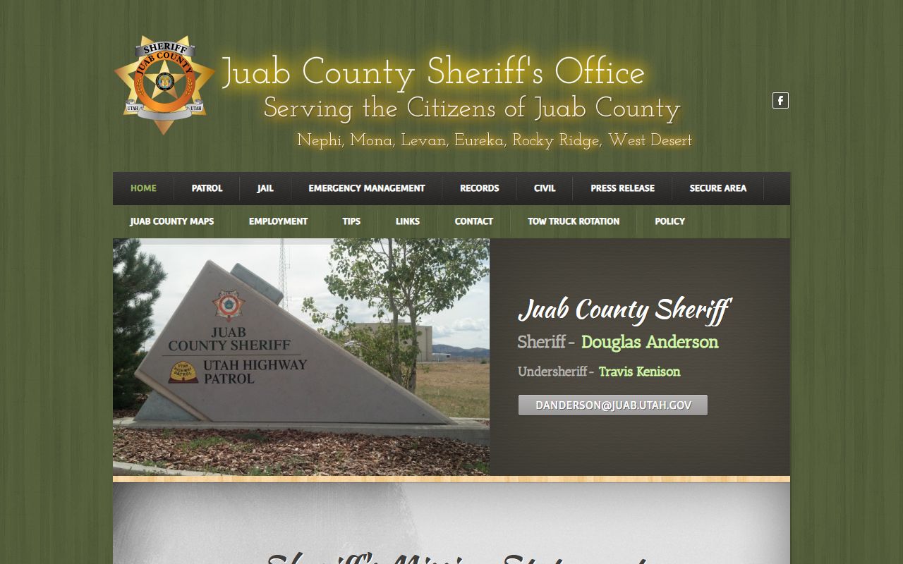 Juab County Jail Mugshots sheriff office homepage screenshot