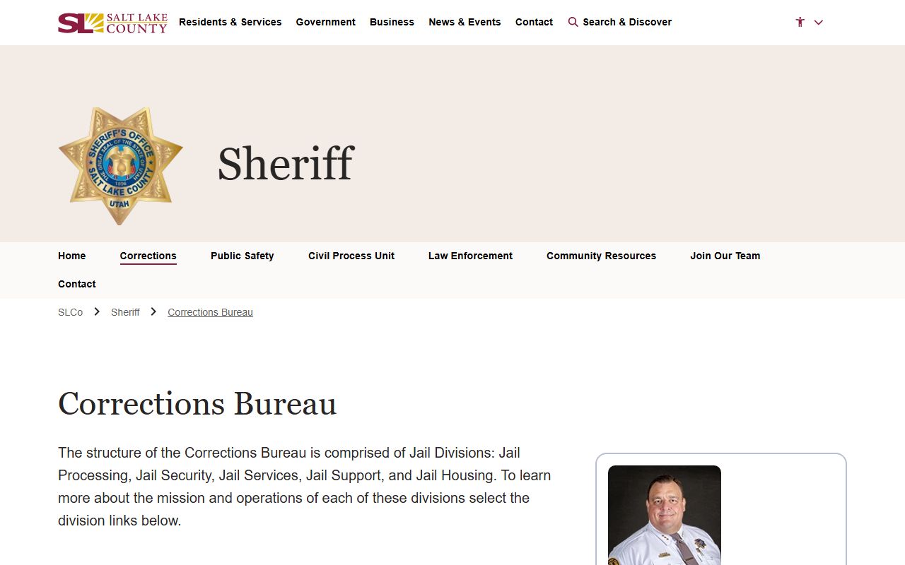 Salt Lake County Jail Mugshots corrections bureau screenshot