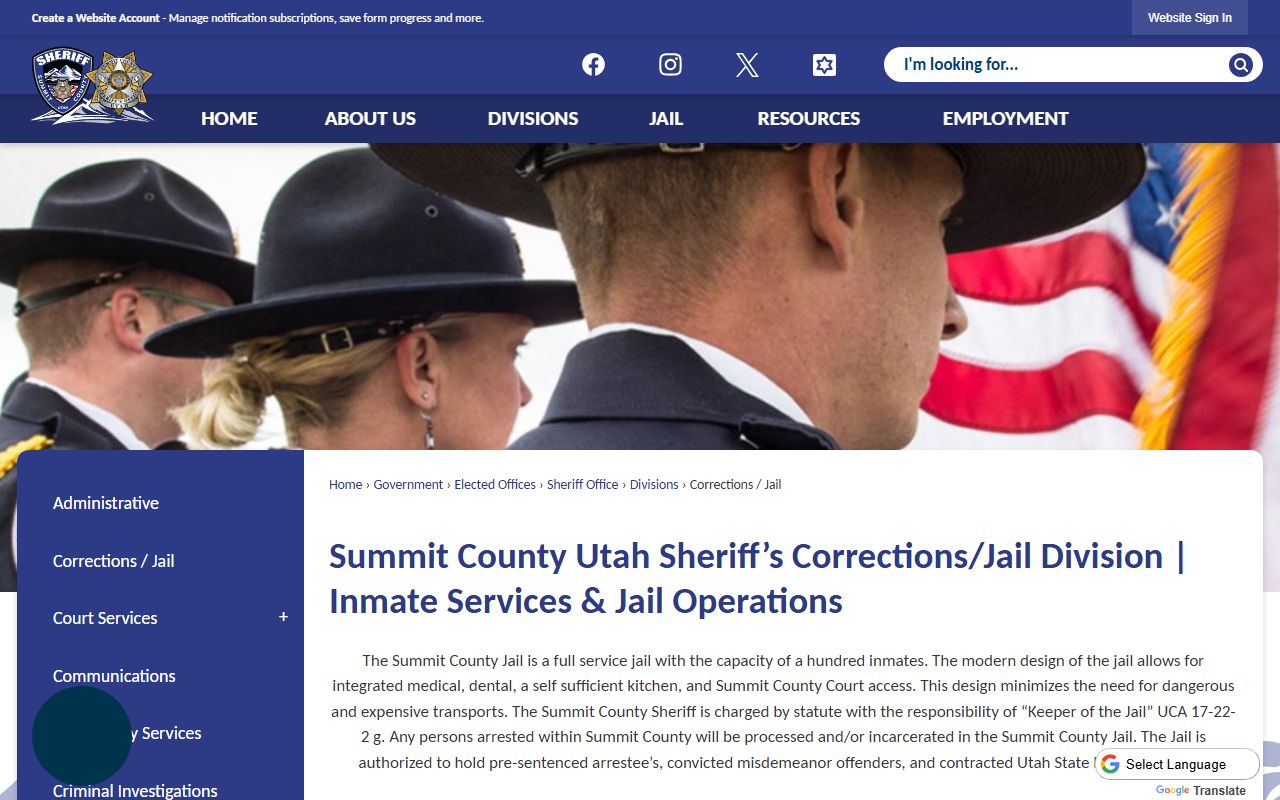 Summit County Jail Mugshots jail division screenshot