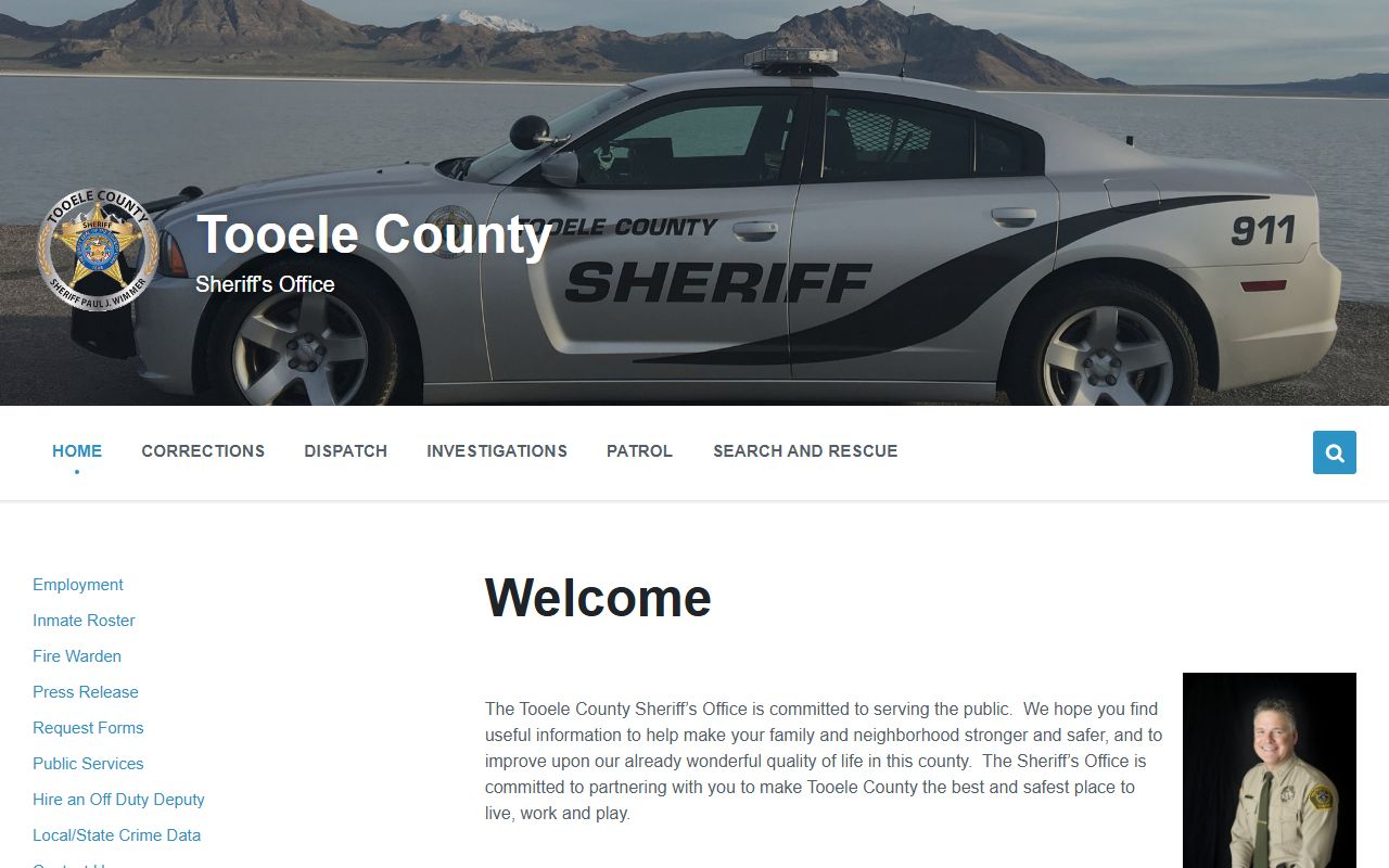 Tooele County Jail Mugshots sheriff homepage screenshot